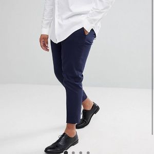 ASOS skinny navy cropped dress pants